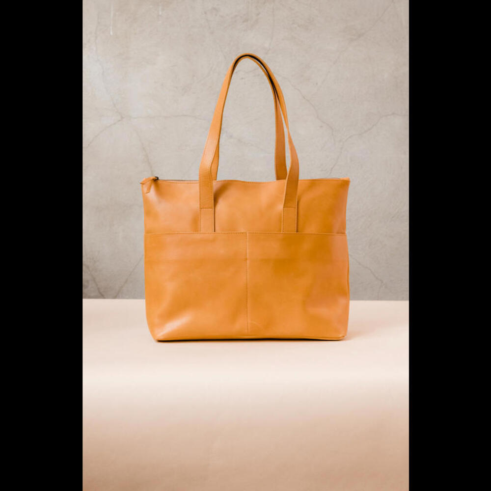 Able Tan Leather Tote Bag
